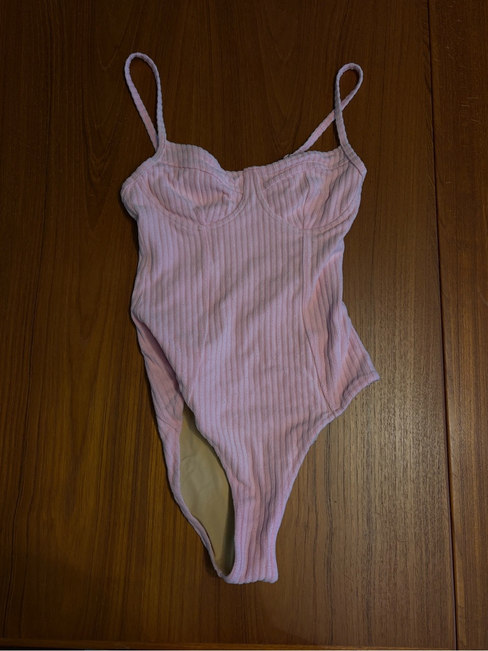 Zulu & Zephyr Light Pink Ribbed One-Piece Swimsuit